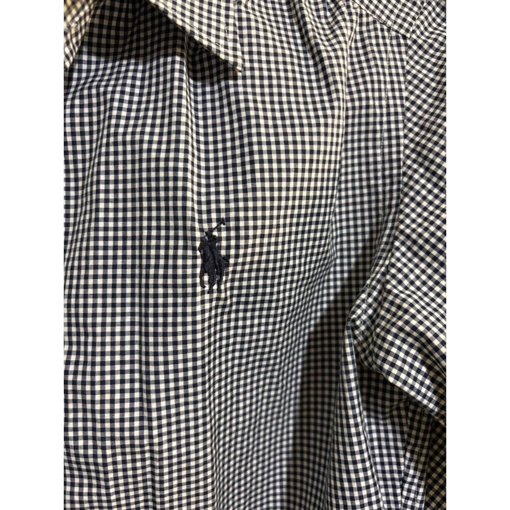 Ralph Lauren Sport Women's Navy Gingham Button Down 1/2 Sleeve Navy Pony Size 6 - Picture 5 of 8